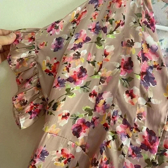 Anthropologie Dolan Blouse Floral Feminine Pink Flowers Ruffles Flowy Buttons - Picture 9 of 14